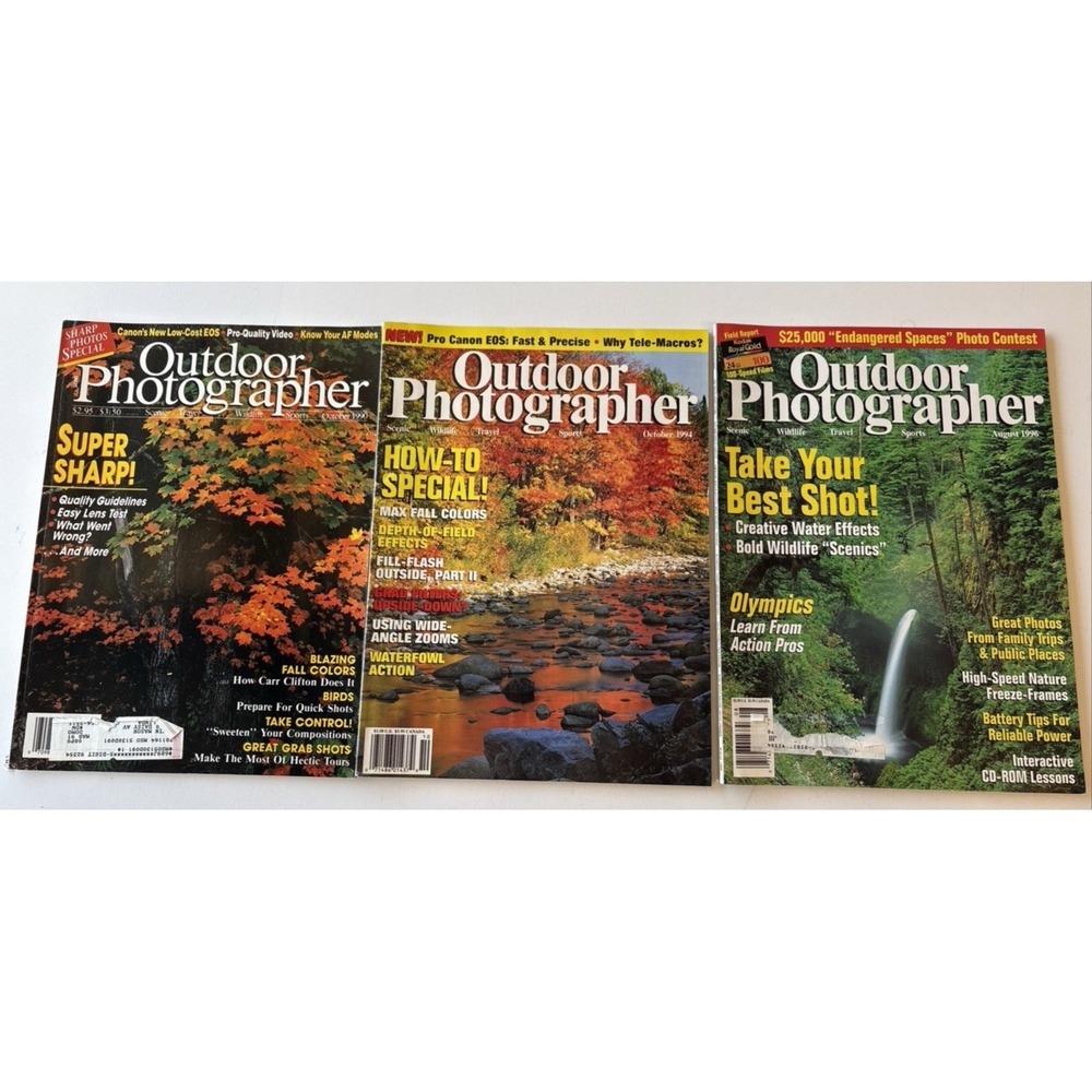 Lot of (3) Outdoor Photographer 1990-96 Magazines (U2)